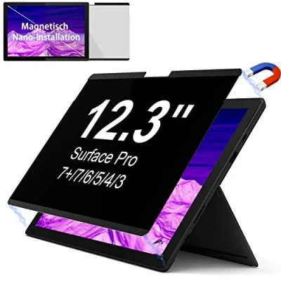 Immagine di IPROKKO Filtro privacy magnetico per Microsoft Surface Pro 7 Plus/7/6/5/4/3 12,3 pollici, rimovibile, anti spy, luce blu, screen