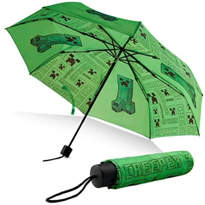 Immagine di MINECRAFT Ombrello Pieghevole Trasparente Portatile Ombrelli Da Pioggia Antivento Anti UV Bambino Unisex Gadget Originale (Verde)