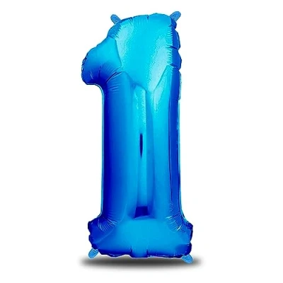 Immagine di envami® Palloncini Compleanno 1 Anno Blu 101 CM Palloncino Numero Numeri Gonfiabili Decorazioni Vola con l&#039;Elio
