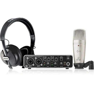 Immagine di Behringer U PHORIA studio PRO Pacchetto completo di registrazione con interfaccia audio USB ad alta definizione, microfono a condensatore, cuffie da e altro