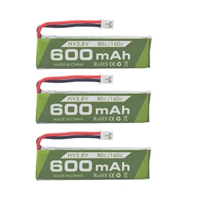 Immagine di ZYGY 3PCS 1S 3.8V 80C 600mAh Batteria agli ioni di litio con Connettore JST PH 2.0 Spina per Cinewhoop Tinyhawk Micro FPV Racing Drones RC Aircraft
