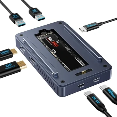 Immagine di ACASIS Docking station USB C con alloggiamento SSD M.2 NVMe da 40 Gbps, Supporta Disco PCIe 2280 M Key (B+M Key), Compatibile Dispositivi 4/3.2/3.1/3.0/Type