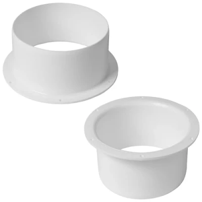 Immagine di Confezione da 2 raccordi per tubi a flangia in plastica dritta 12,5 cm riscaldamento sistema di ventilazione (125 mm)