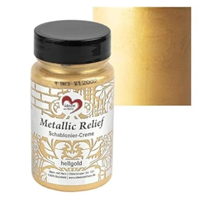 Immagine di Ideen mit Herz Crema per stencil in rilievo metallizzato, pasta strutturale fine, colore stencil, 90 ml, a base d&#039;acqua (oro chiaro)