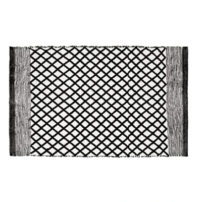 Immagine di WENKO Tappetino scendibagno Tara sostenibile Realizzato con Bottiglie Pet riciclate, Motivo Moderno in Stile Etnico, Lato Inferiore Antisdrucciolo, Lavabile a 40 C, (L x P): 50 80 cm, Nero/Bianco
