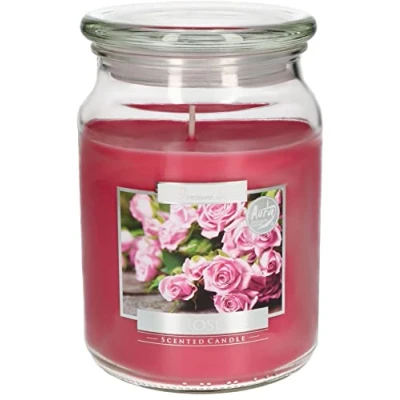 Immagine di KOTARBAU® Grande candela profumata in vetro con coperchio rosa idea regalo aromaterapia candele decorative durata di combustione fino a 100 ore
