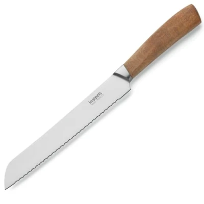 Immagine di Kuppels Wood Coltello da pane con lama seghettata, lunghezza 20 cm, estremamente affilato, manico in legno di acacia, antiruggine