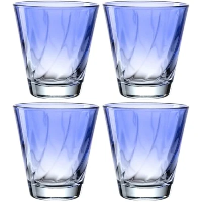 Immagine di LEONARDO HOME Twist 046967 Set di 4 bicchieri per succo lavabili in lavastoviglie, alta qualità e moderni, ergonomici, adatti all&#039;uso quotidiano curvi, blu, 215 ml