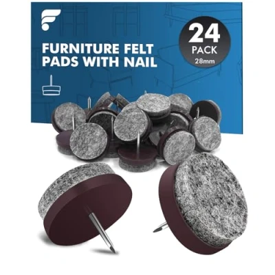 Immagine di shinfly 24 Pezzi Feltrini per Sedie Mobili Ø 28mm Piedini in Feltro Con Semplice Installazione A Vite