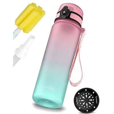 Immagine di My Vesperbox Minny borraccia per bambini a prova di perdite, 350 ml, 500 750 con cannuccia o colino, leggera in Tritan, senza BPA, asilo, scuola