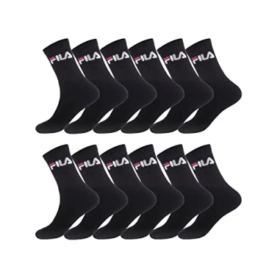 Immagine di FILA Calzini Uomo sportivo, tessitura con imbottiti, set di 12, Calze Lunghe resistenti, Nero, Taglie 43/46