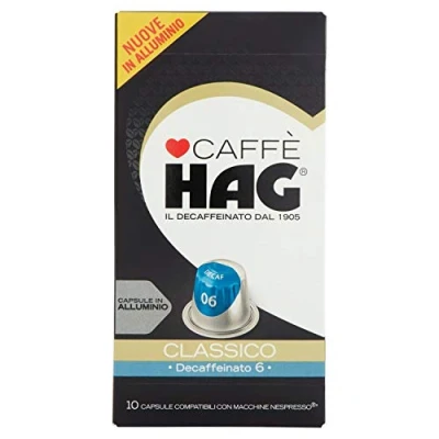 Immagine di Hag capsule Caffè Decaffeinato Espresso Classico 10 in alluminio Intensità 6 Compatibili con Macchine Nespresso (totale capsule)