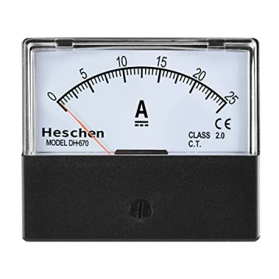 Immagine di Heschen Tester dell&#039;amperometro del misuratore di corrente montato su pannello rettangolare, DH 670, CC 0 25A, classe 2.0