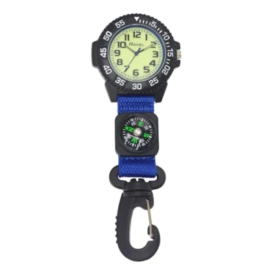 Immagine di Ravel Orologio con Moschettone a Clip in Nylon Bussola e Quadrante Fosforescente Quarzo Analogico R1108.06 Blu