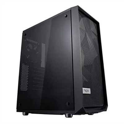 Immagine di Fractal Design Meshify C Compact Computer Case High Performance Airflow/Cooling 2x Fans included PSU Shroud Modular interior Water cooling ready USB3.0 Tempered Glass Blackout