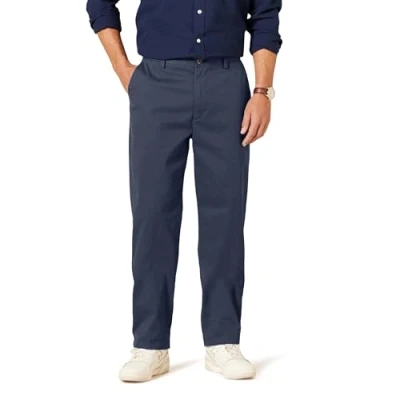 Immagine di Amazon Essentials Pantaloni Chino Classici con Parte Piatta sul Davanti Resistenti alle Pieghe (Disponibili in Taglie Extra Forti) Uomo, Blu Marino, 46W / 30L