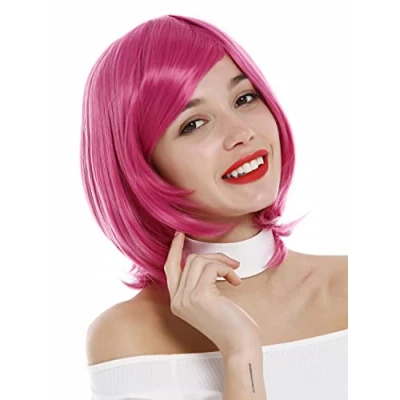 Immagine di WIG ME UP 0821 T2127 Parrucca Donna Corta Bob Liscia Concava Punte Riga Rosa scuro