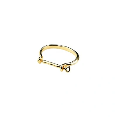 Immagine di Pulsera rígida Unisex, bañada en Oro, con Un Original diseño Que recuerda Una herradura y cierre Forma de grillete. UNOde50, elaborado España