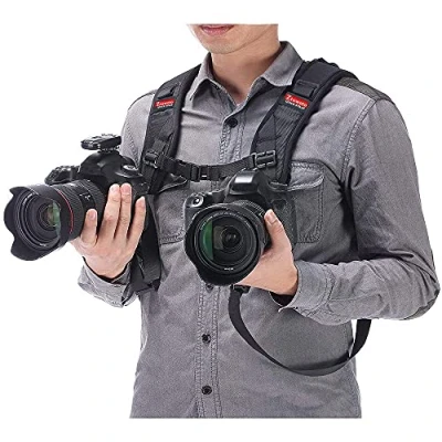 Immagine di ZTO Ztowoto Cinghia doppia tracolla per fotocamera regolabile a sgancio rapido con cordino di sicurezza DSLR SLR (Ztowoto 2)