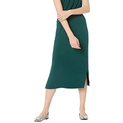 Immagine di Amazon Essentials Gonna Media in Maglia con Elastico Vita (Taglie Forti Disponibili) Donna, Verde Scuro, XL