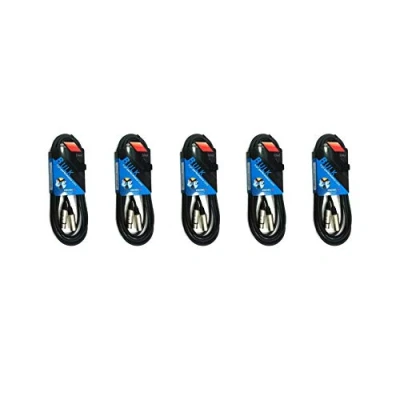 Immagine di PROEL BULK250LU20 Set da 5 Cavi audio bilanciati professionali con connessioni Cannon XLR 3P Maschio a 3F Femmina 20mt, Nero (BULK250LU20 20mt Unità)