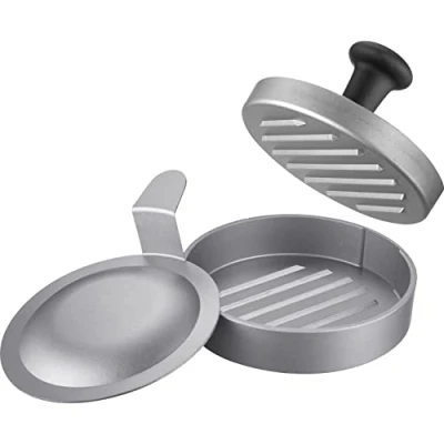 Immagine di Westmark 62322260 Macchina per hamburger con sollevatore, riempibile grazie alla curvatura del fondo nel in alluminio/plastica, colore: Argento/Nero