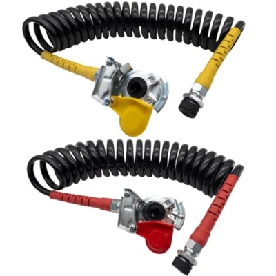 Immagine di SERTPLAS m22 per aria compressa, tubo a chiocciola giallo e rosso con testa frizione valvola, azione/freno, trattori, camion,