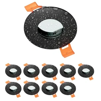 Immagine di ledscom.de 10 pz. cornice di montaggio a soffitto per bagno ERID, impermeabile, bagno, IP44, rotonda, nero opaco