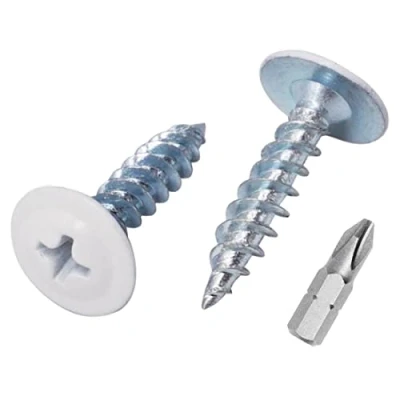 Immagine di Marcopol Confezione da 150 viti per legno verniciate 4,2 x 19 mm, autofilettanti in metallo, testa a croce modificata Phillips, wafer (150, bianco puro RAL 9010)