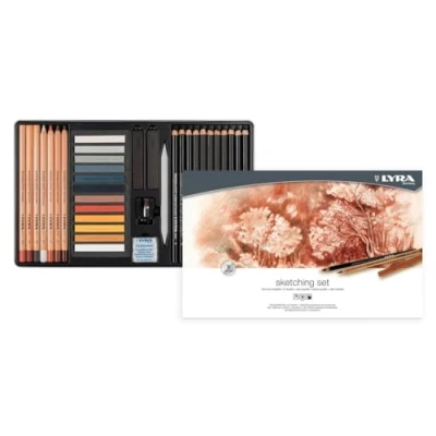 Immagine di LYRA Scatola Metallo Rembrandt Sketching Set di 35 matite, Sick e Accessori