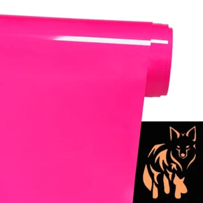Immagine di FOSER Pellicola per plotter in tessuto, si illumina al buio, 30,5 cm x 1,5 m, trasferimento termico vinile (si buio rosa)