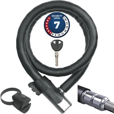Immagine di ABUS blocca cavo corazzato Steel O Flex Centuro 860 con supporto QuickSnap RBU in d&#039;acciaio armatura manicotti livello di sicurezza 7 85 cm, nero