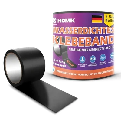 Immagine di HOMIK 2 Pcs Nastro Impermeabile Estremamente Forte per Esterni e Interni 10cm x 2.5m di Riparazione del Tetto Adesivo Resistente ai Raggi UV Autosaldante