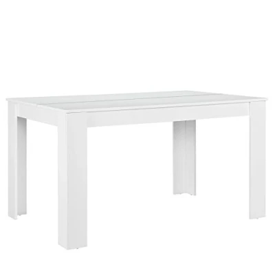 Immagine di [en.casa] Tavolo da Pranzo con Piano Rettangolare 140 x 90cm Cucina Fino a 6 Posti Postazione di Lavoro Studio in MDF Bianco