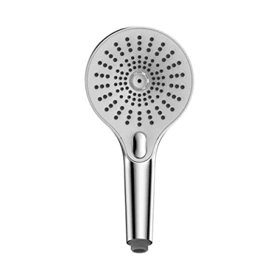 Immagine di WENKO Soffione doccia Ultimate Shower, doccetta a mano con 3 funzioni, pochi spruzzi e silenzioso, plastica collegamento universale ½“, adatto per riscaldatore di flusso, Ø 13 cm, cromato/bianco
