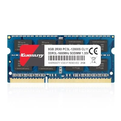 Immagine di Kuesuny 8GB DDR3L / DDR3 1600MHz Sodimm Ram PC3L PC3 12800S PC3L/PC3 12800 1.35V 1.5V CL11 204 Pin 2RX8 Dual Rank Non ECC Unbuffered di memoria Ideale per l&#039;aggiornamento notebook laptop