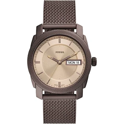 Immagine di Fossil Orologio Machine da uomo, movimento al quarzo, cassa in acciaio inossidabile Marrone 42 mm con bracciale a maglie inossidabile, FS5936, scuro