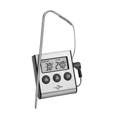 Immagine di Küchenprofi termometro digitale PRIMUS, da 50 C a 300 C, commutabile C/F, sensore di misurazione 16 cm, con timer, magnete e supporto, per carne, cucina,
