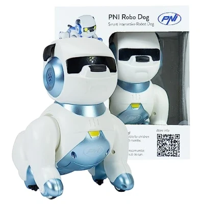 Immagine di PNI Robot intelligente interattivo Robo Dog, controllo vocale, pulsanti touch, bianco blu, batteria inclusa 3.7V 350mAh
