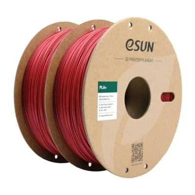 Immagine di eSUN PLA+ filamento 1,75 mm, per stampante 3D PLA Plus, precisione dimensionale +/ 0,03 1 kg bobina, 2 bobine di stampa 3D, Rosso Fuoco