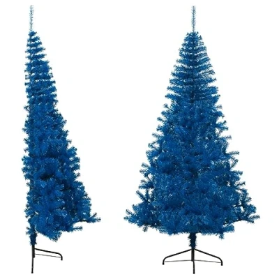 Immagine di vidaXL Albero di Natale Artificiale a metà con Supporto Blu 240 cm PVC