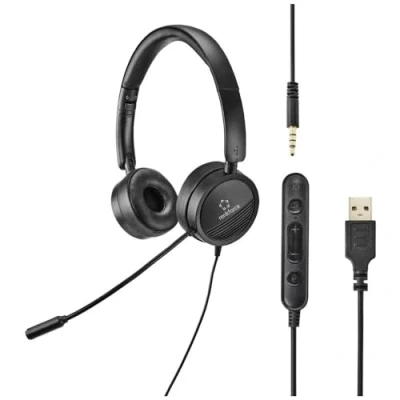 Immagine di Renkforce RF HS 360 Computer Cuffie On Ear via cavo Stereo Nero regolazione del volume, Muto