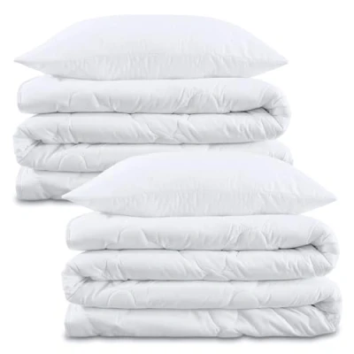 Immagine di Amazinggirl piumino per tutte le stagioni 140 x 200 cm Trapunte dormire trapuntato caldo bianco in microfibra Completo: 2 piumini bianchi con cuscini 80X80