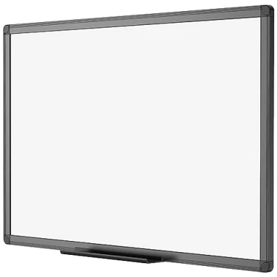 Immagine di VIZ PRO lavagna magnetica cancellabile a secco 120 x 90 cm, bianca con telaio in alluminio nero e portapenne