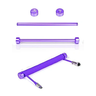 Immagine di MAMBASNAKE RC01 Custom Fixed Rod per Cavo a Spirale Tastiera, Asta Fissa Avvolgi in Aluminum CNC, Coiled Cable Management Pole, Aviator Weight Bar, Lunghezza 7,68 Pollici Viola