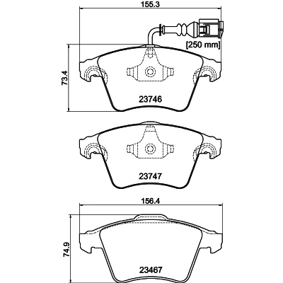 Immagine di HELLA 8DB 355 011 171 Kit pastiglie freno con segnalatore usura integrato VOLKSWAGEN: Multivan 5 (7HM, Transporter Bus, 6 Bus