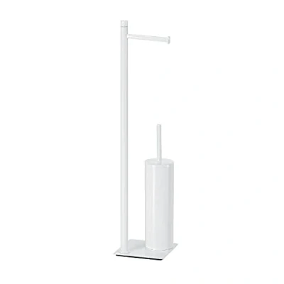 Immagine di GEDY G Seul Colonna Porta Rotolo + scopino Bagno, Bianco con Finitura, Misure 62,8 x 14 cm, Set per WC in Acciaio Inox e Cromall, Brugola da 4mm Inclusa, Carta, Unica