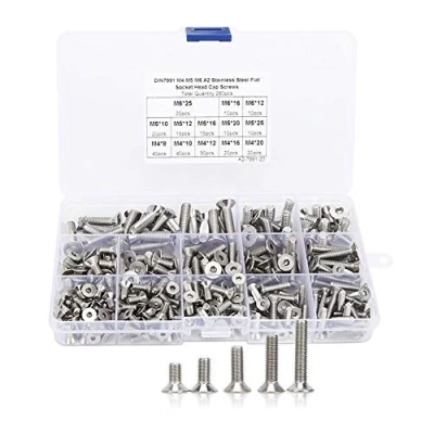 Immagine di 260Pcs Set di Viti piatte ， M4/M5/M6 Vite a testa svasata con esagono incassato in acciaio inossidabile per l&#039;industria elettronica