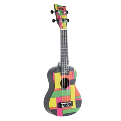 Immagine di Ukulele Soprano Gewa Square W SO BBN Nero Neon Incl. borsa da concerto