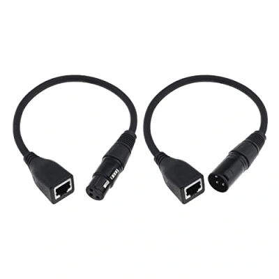 Immagine di EMSea 2 Pezzi XLR 3 Pin Femmina E Maschio A RJ45 Convertitore Adattatore Cavo Di Prolunga Connettore LED Controller 30 Cm